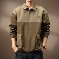 Fashion High Street Sweatshirts Skin Texture American Style Lapel Men Autumn Pockets Loose Long Sleeve Gradient Casual Hoodies