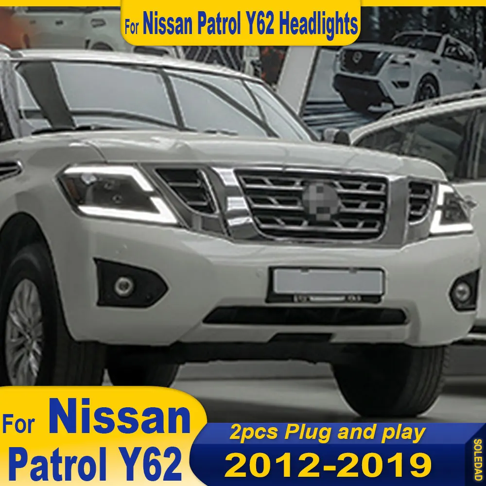 Car FULL LED Head Lights for Nissan Patrol y62 Headlights 2012-2019 Head Lamp Drl Dynamic Turn Signal Projector Lens 2pcs