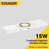 Essager 3 in 1 Magnetic 15W Wireless Charger Stand Fast Charging Dock Station For iPhone14 13 12 Pro Max Apple Watch 8 7 AirPods