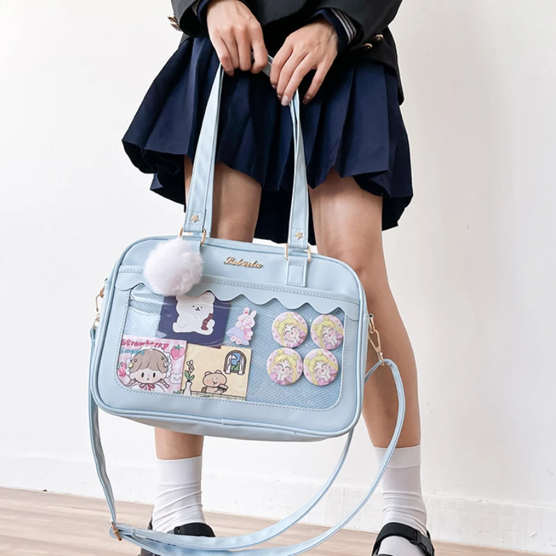 Preppy Style School JK Bag For Teenage Girls Transparent PU Leather Itabag Women Shoulder Bag Lovely Lolita Handbags Ita Bag Sac