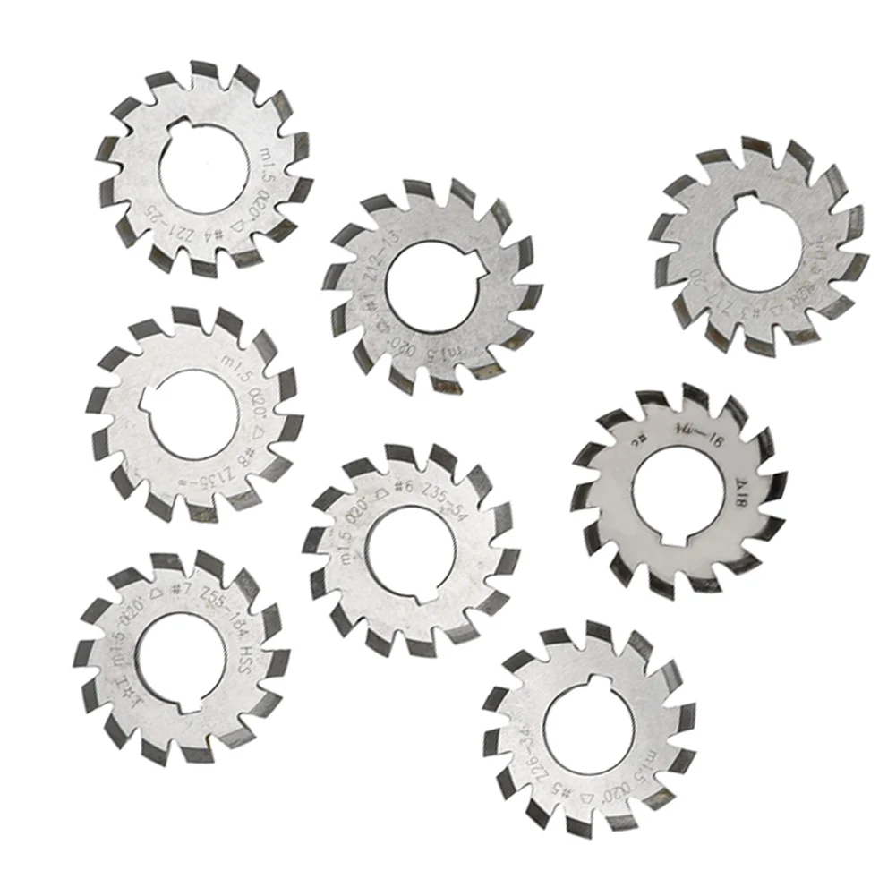 8Pcs HSS M1 5 Module 22mm Bore 20 Degree 18 Bevel Involute Gear Cutter Set for Gear Milling and Replacement 8Pcs