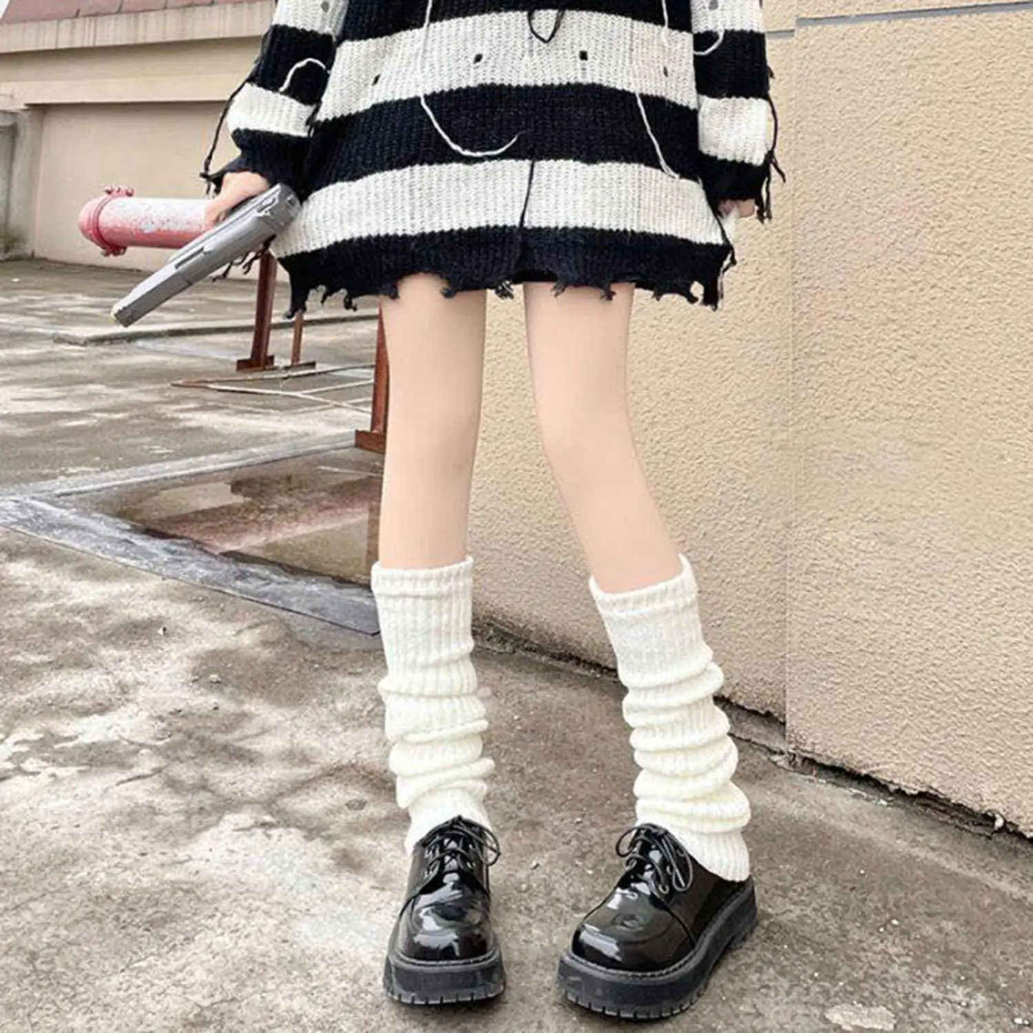 2 pares de calcetines de punto Otoño Invierno Cosplay cubierta de pie montón calcetines bola de lana calentador de piernas tejido moda coreana dulce chica