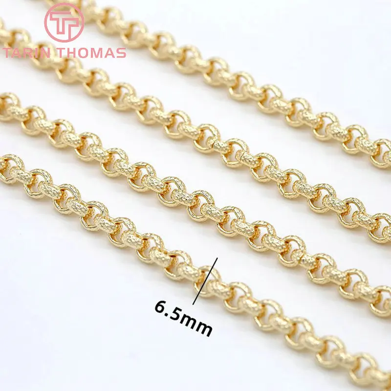 (6193) 50CM 4MM 6.5MM 24K Gold Color Plated Brass Necklace Chains Bracelet Chains High Quality Jewelry Accessories Wholesale