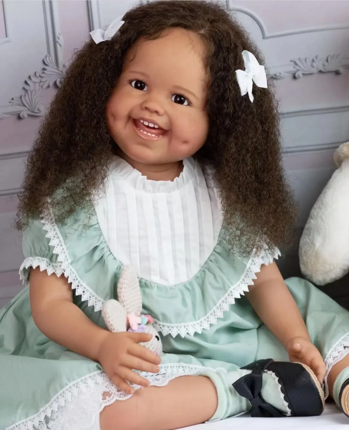 

SINO-BB Customzied Limited Supply 32inch Reborn Baby Dimple With Hand-Rooted Hair Already Finished Doll Christmas Gift