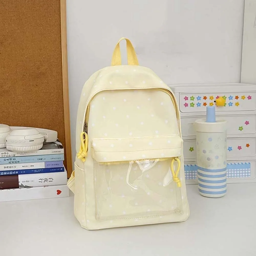 Ita-Tasche im japanischen Stil mit transparentem Fenster, großer Kapazität, leichtem Polyesterfutter und Polka-Dot-Muster. – Detail 11