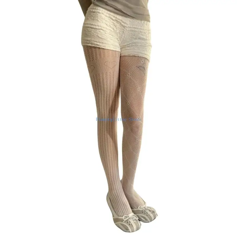 652b 여성 Hollowout 생선 넷 스타킹 비대칭 심장 Argyle AB 색상 팬티 스타킹