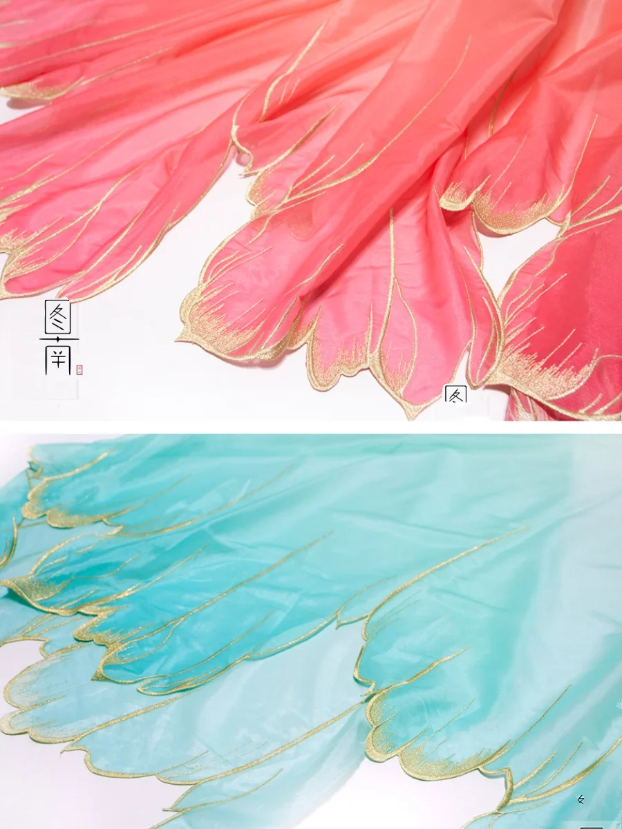 embroidery lotus leaf soft fabric  DIY  hanfu shirts doll cloth  (Repair the fabric edges by yourself)