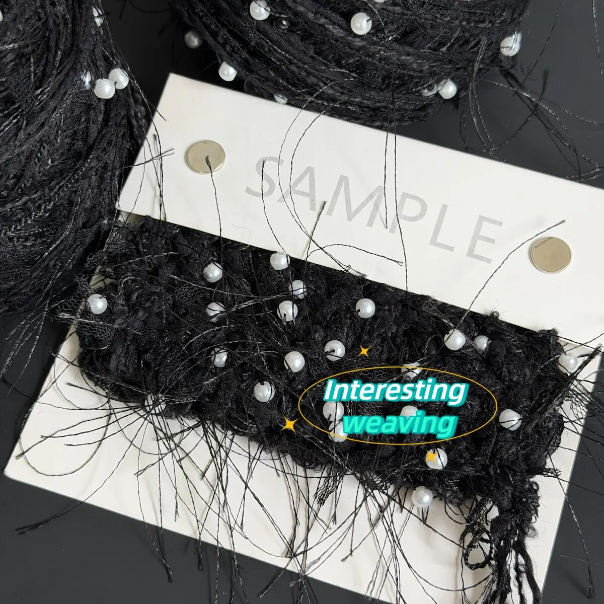 Black Hand-mixed Beaded Wool Yarn, Hand-knitted Thread, Black and White High-end Dancing Yarn for Crocheting Hair Bands