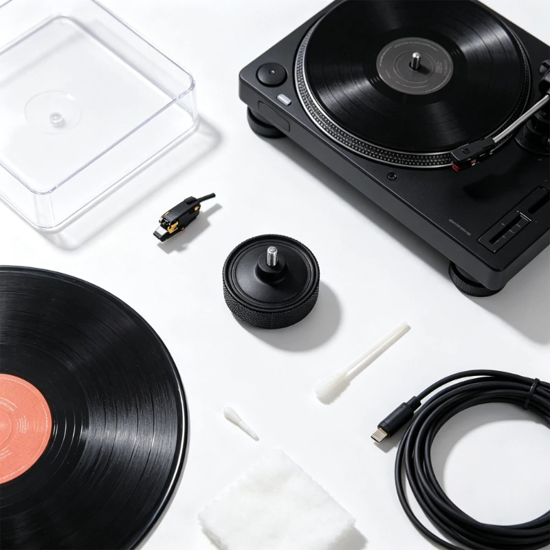 Round Turntable Foot Pad Set with Integrated Threaded Attachment Studs, 4-Piece