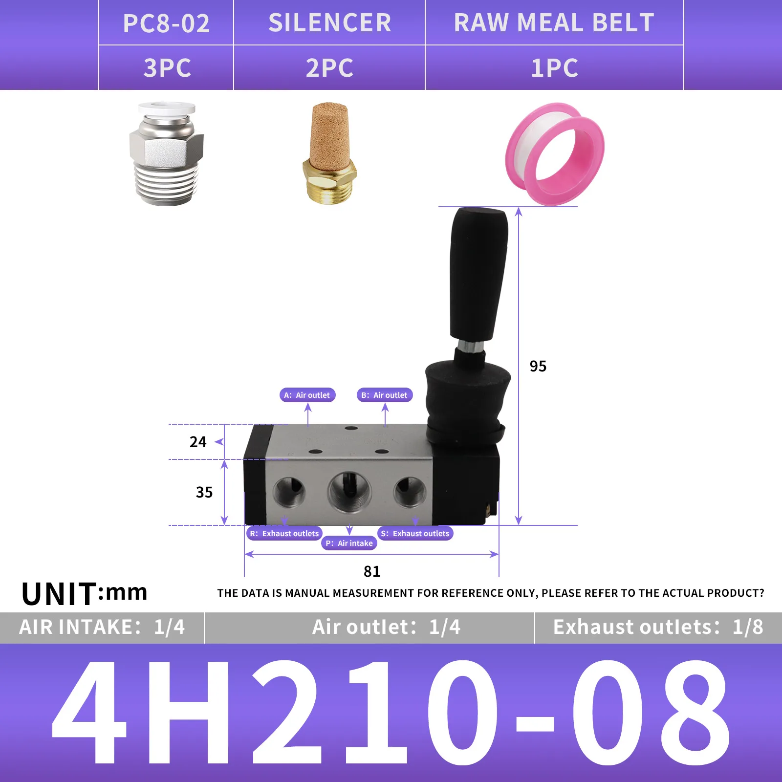 4H210-08 1/4 "5 طريقة 2 موقف الهواء اليد رافعة تعمل صمام هوائي الملف اللولبي صمام التحكم اليدوي دفع سحب #2