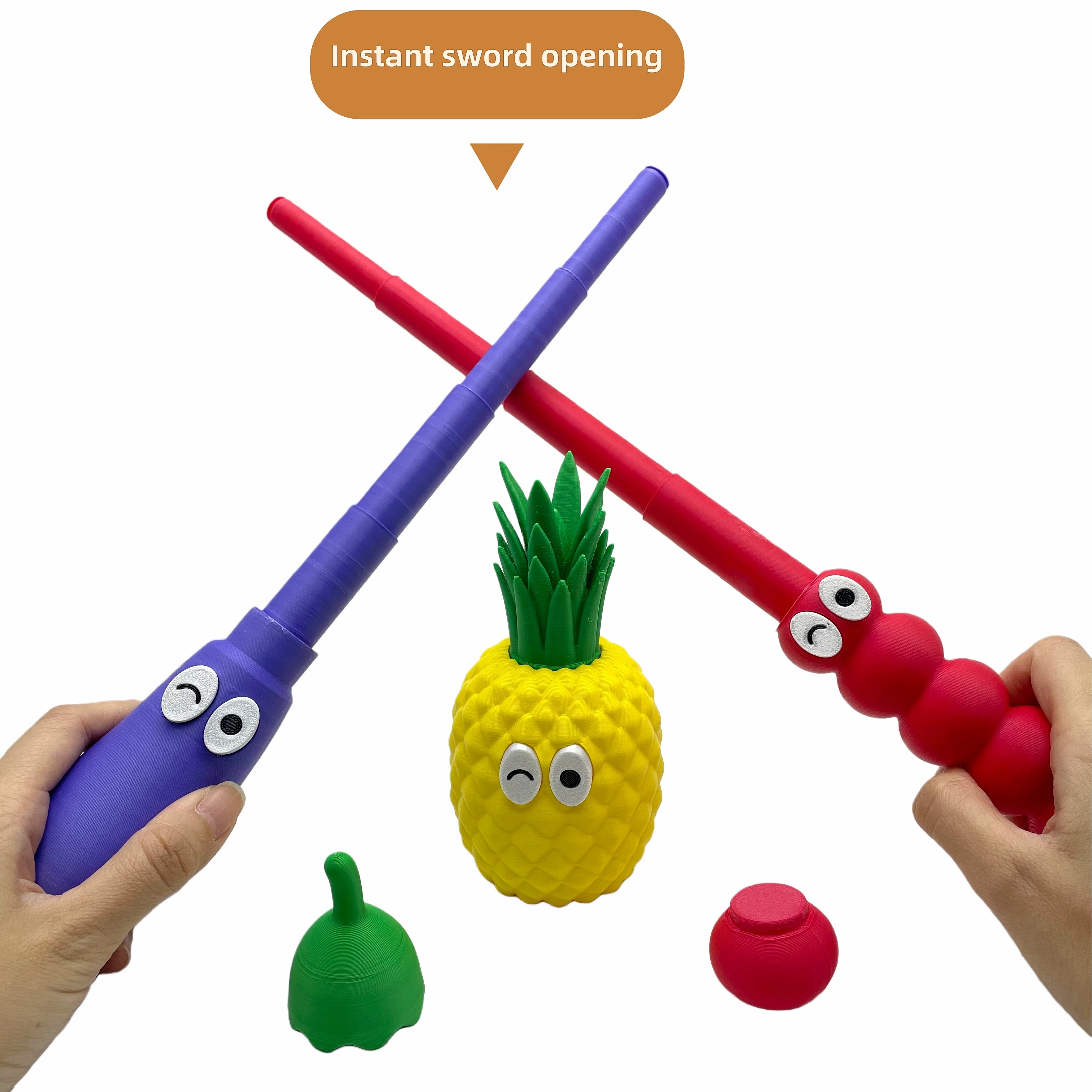 New Fruit Pressure Relief Telescopic Sword Toy, 6 Styles, Telescopic Deformation Storage, Family Gathering Birthday Gift