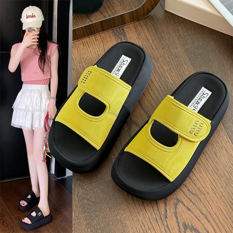 

Летние сандалии с регулируемыми ремешками, пляжная прогулочная обувь, женские модные шлепанцы, женские шлепанцы без шнуровки на толстой подошве для
