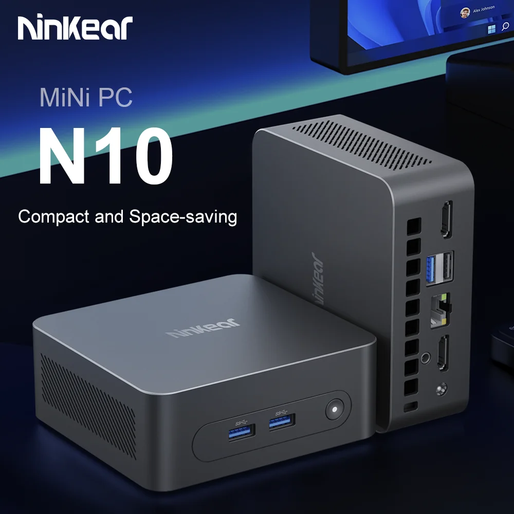 Ninkear N10 Mini PC Intel N100 up to 3.4GHz 16GB DDR4 512GB SSD 2.4G+5G WIFI HDMI 2.0*2 Support dual-screen WIindows 11 computer