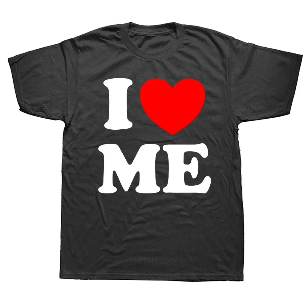 T-shirt manches courtes homme, streetwear, humoristique et humoristique, avec I love me red heart myself imprimé, Harajuku, cade