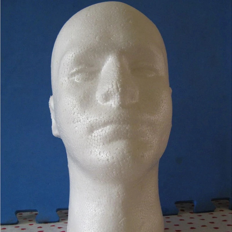 Soporte de cabeza de Maniquí de cosmetología para exhibición de peluca masculina, modelo de espuma blanca, 3 uds.