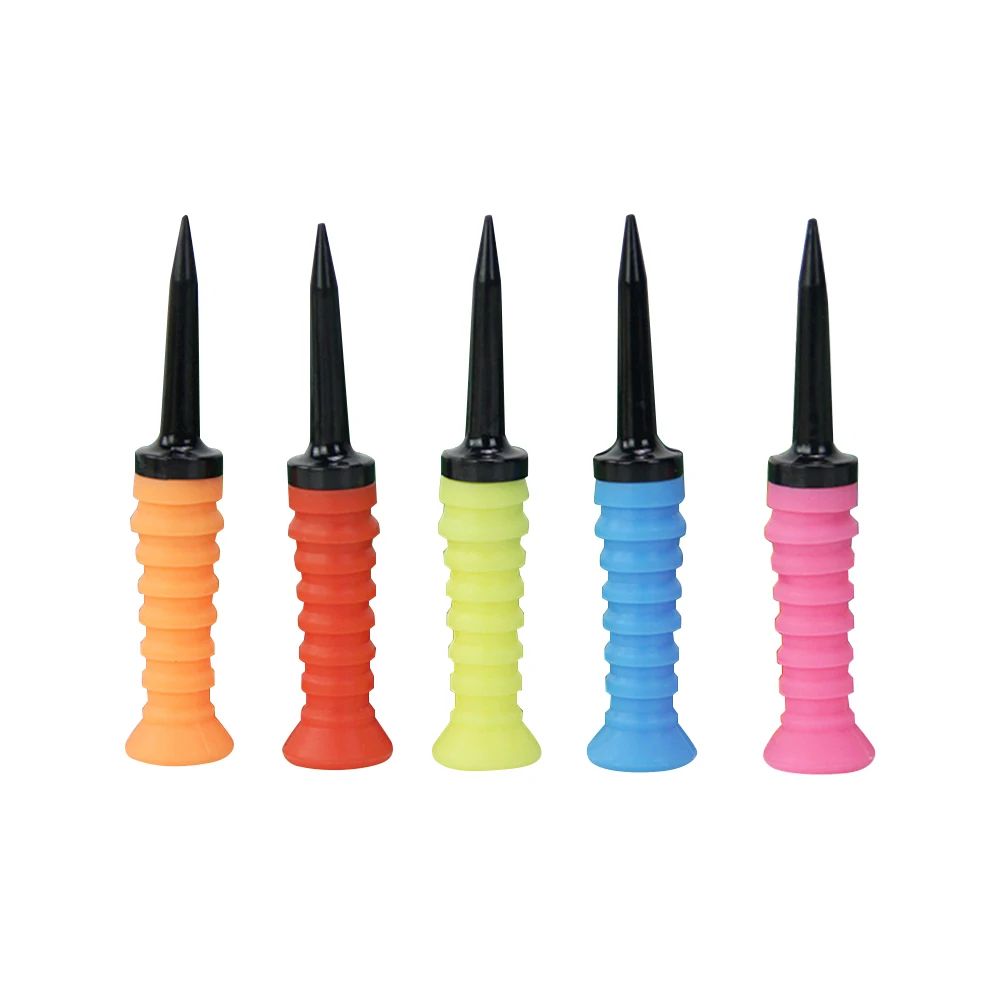 

5pcs Golf Tees Plastic Long-Lasting Low Resistance Tip Firm Stability Flat Side Light Weight Durable Bright Colors for Golf