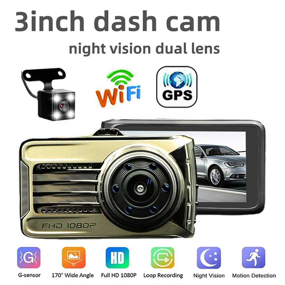 Car DVR WiFi Full HD 1080P Dash Cam Rear View Reverse Camera Video Recorder Black Box Night Vision Auto Dashcam Car Camera GPS