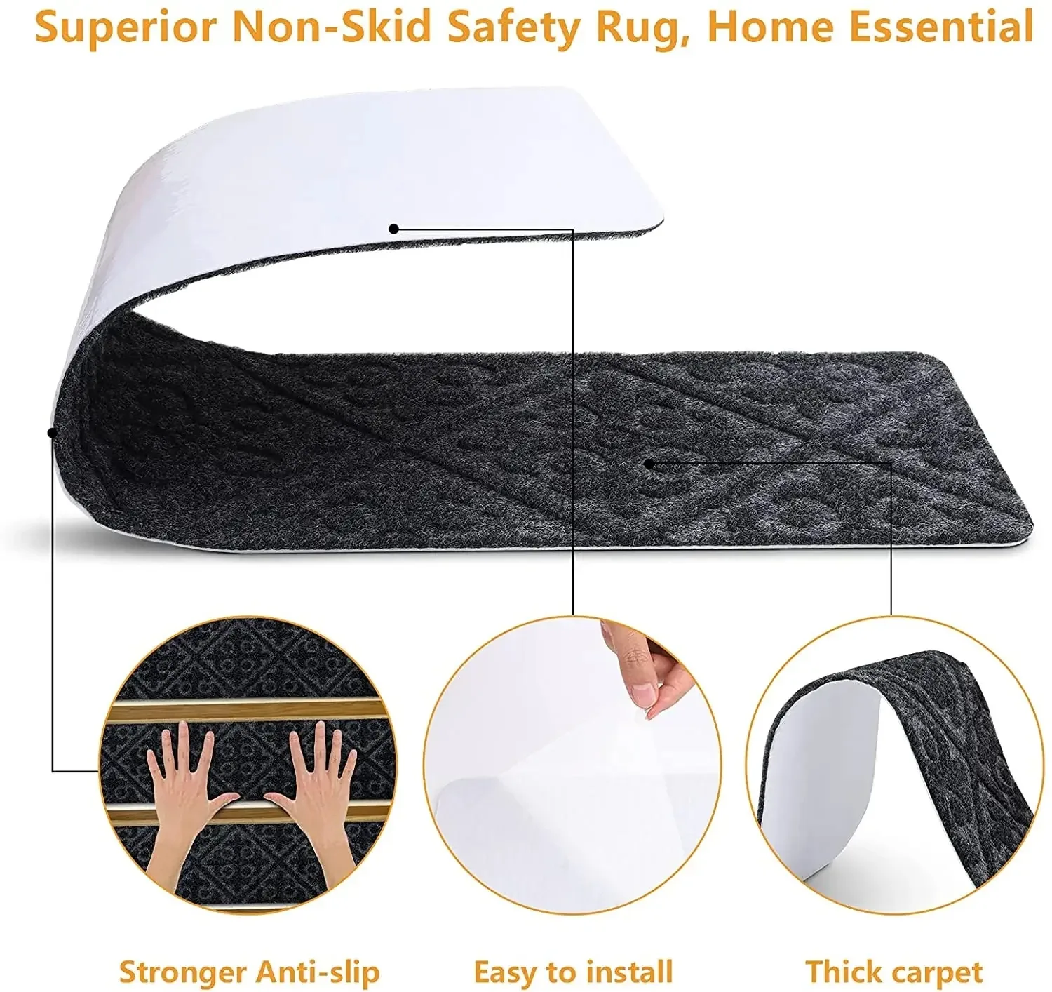1pc 76x20cm Stair Tread Carpet Mat Self-adhesive Floor Mat Door Mat Step Staircase Non Slip Pad Protection Cover Pads Home Decor view 5