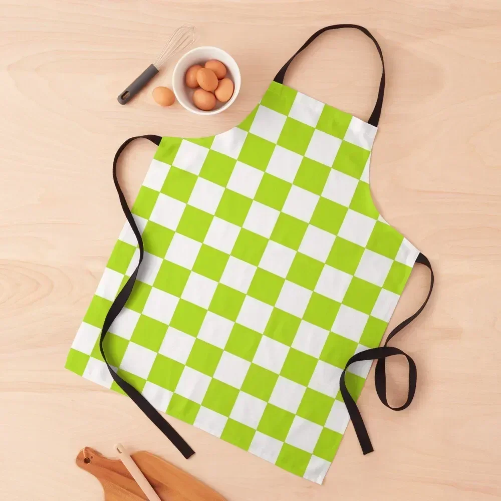 

Checkered Lime Green and White Apron Things For The Kitchen Kitchen For Men professional hairdresser Home Utensils Apron