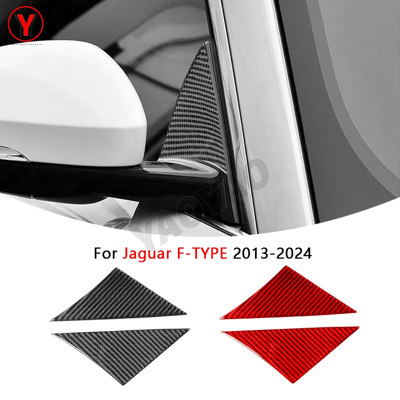 

For Jaguar F-TYPE 2013-2024 Real Carbon Fiber Sticker Exterior A-pillar triangle Panel Cover Car Accessories Exterior Decorative