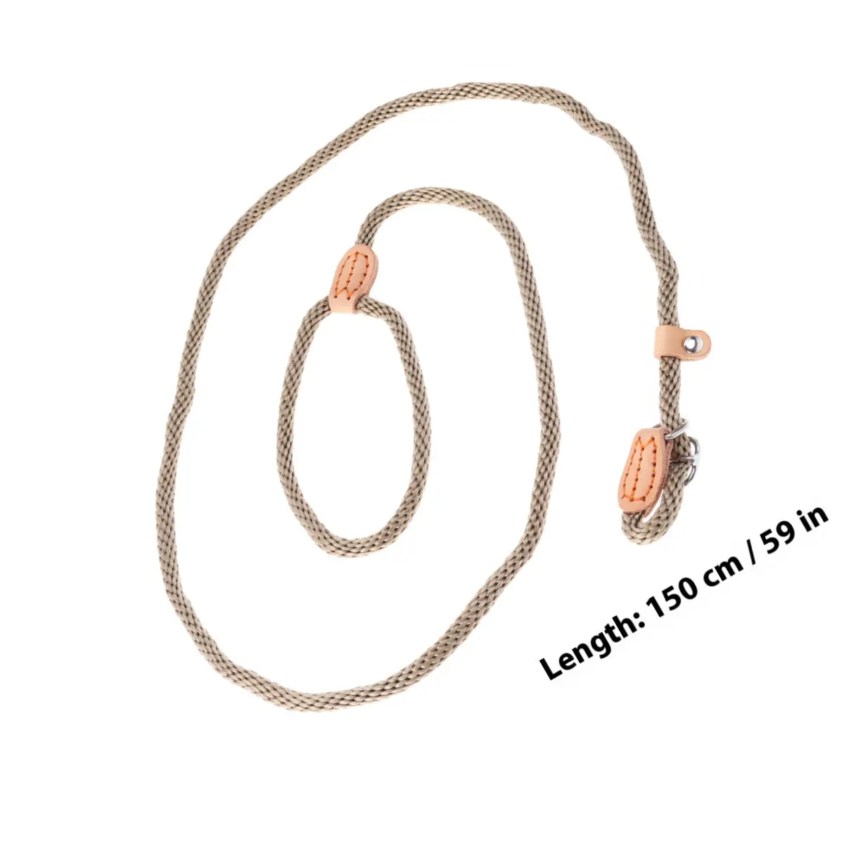 Nylon Dog Training Leash Collar Lead Rope Beige Heavy Duty Pet Training Slid Lead Adjustable Neck Perimeter for Medium Large