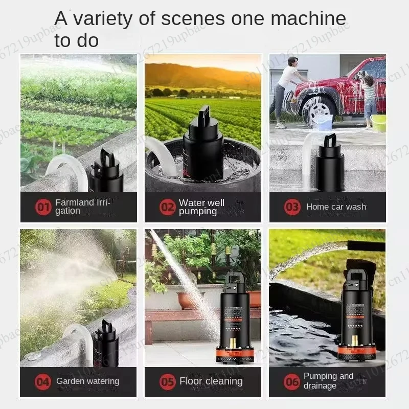 12V 280W Rechargeable Lithium Submersible Pump, 8-10m Head, 9000mAh Battery, 70mins Runtime, Remote Control Water Pump