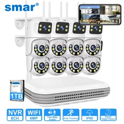 Smar-ワイヤレスビデオ監視キット,デュアルレンズ,IPカメラ,cctvシステム,8チャンネルnvr,屋外,wifi,セキュリティカメラ,6mp