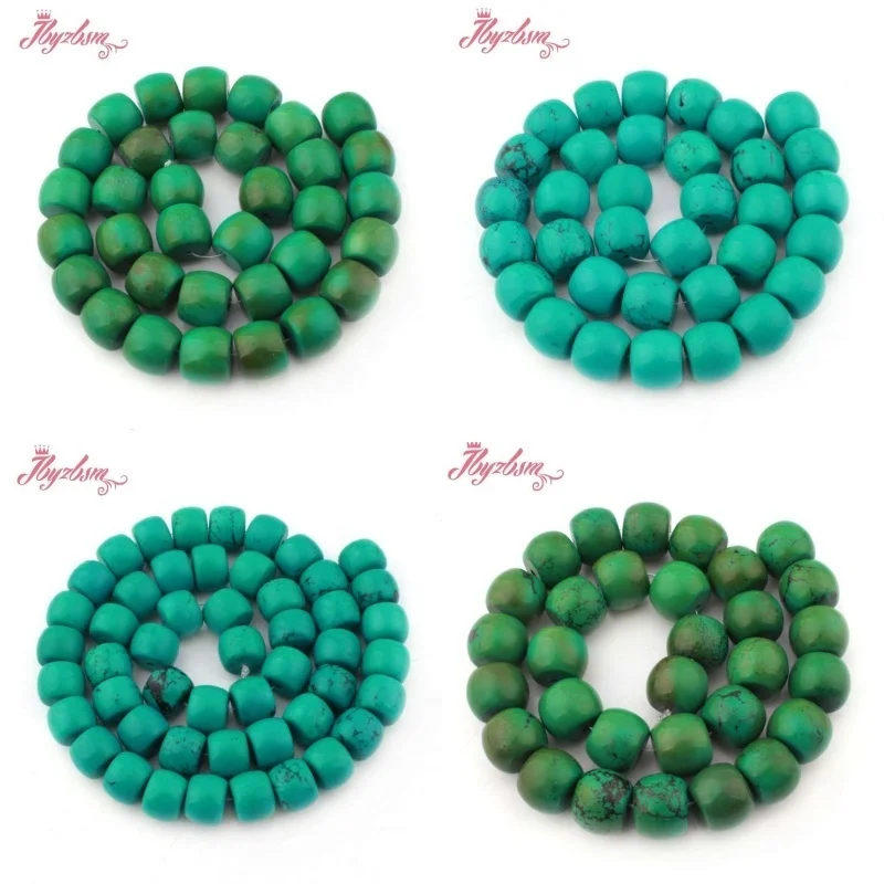 

8x10mm/10x14mm/12x16mm Natural Turquoise Drum Stone Beads For Necklace Jewelry Making Loose Strand 15 Inches DIY Loose Beads