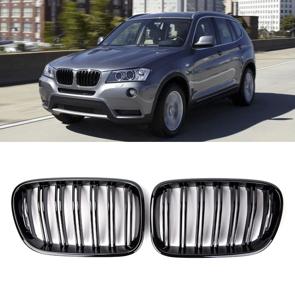 

1 Pair Front Kidney Grilles Matte Gloss Black For BMW X3 F25 2010-2013 Replacement Racing Front Bumper Grille Car Styling