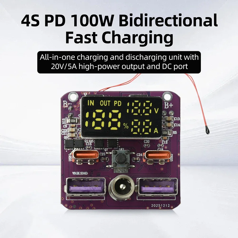 4S PD 100W Charge Discharge Module Lithium Battery Charger 20V 5A high-power Fast Charging for Power Banks Energy Charge Protect