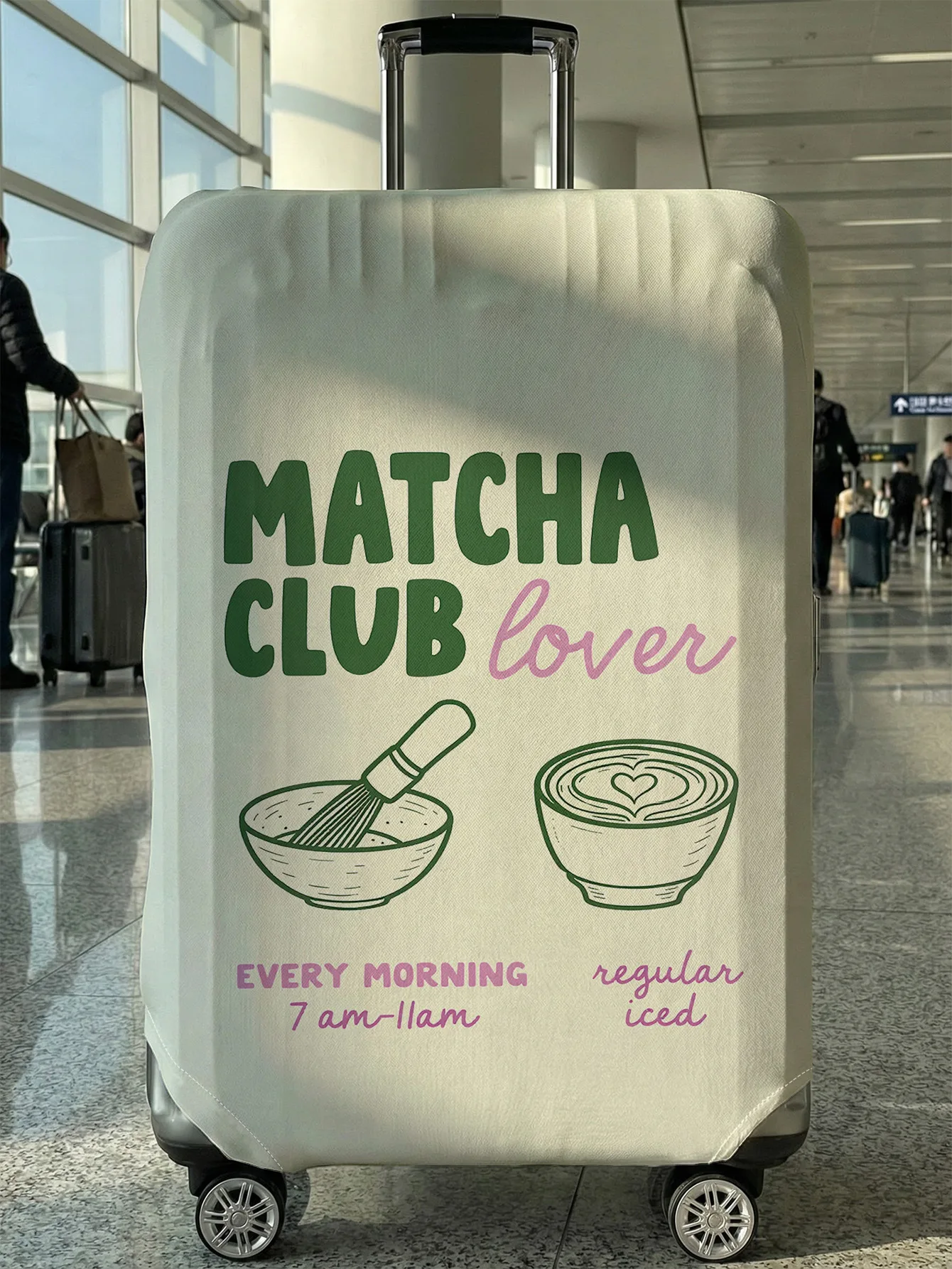 

Чехол для багажа с принтом-слоганом Matcha Club Lover, подходит для чемоданов 18-32 дюймов, чехол-накладка на ручку чемодана, дорожные аксессуары