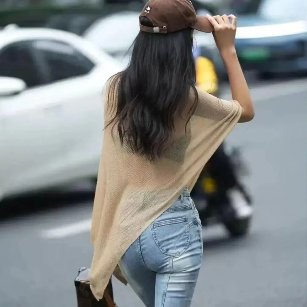 Trendy Loose Irregular Cape Shawl Thin Ice Silk Sunscreen Scarf Gifts Air Conditioning Clothes