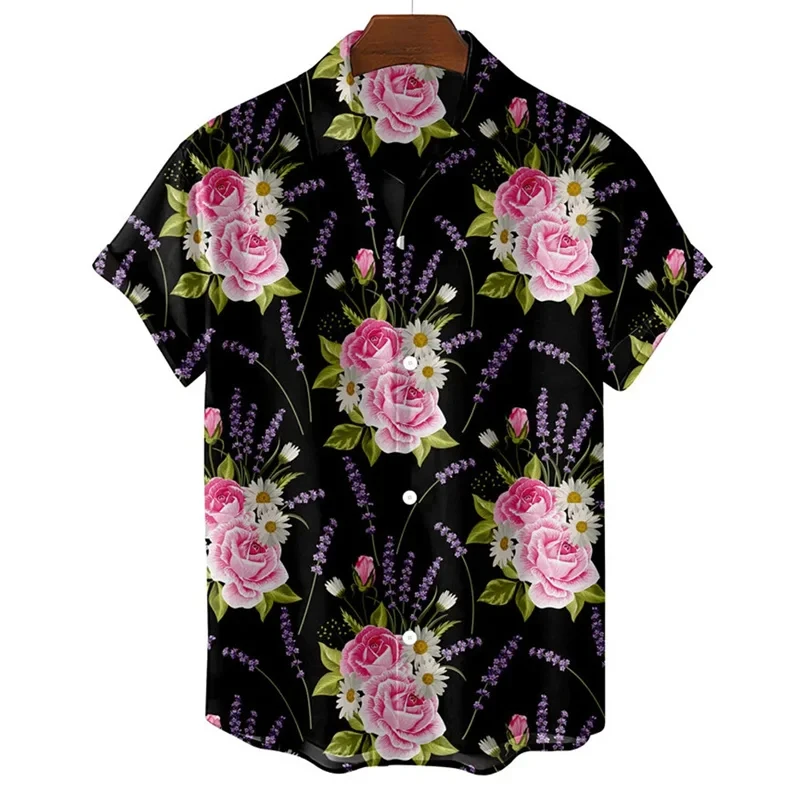 Chemise de plage florale hawaïenne pour hommes et femmes, chemises à manches courtes, streetwear à boutons, vêtements unisexes, imprimé en 3D, mode décontractée