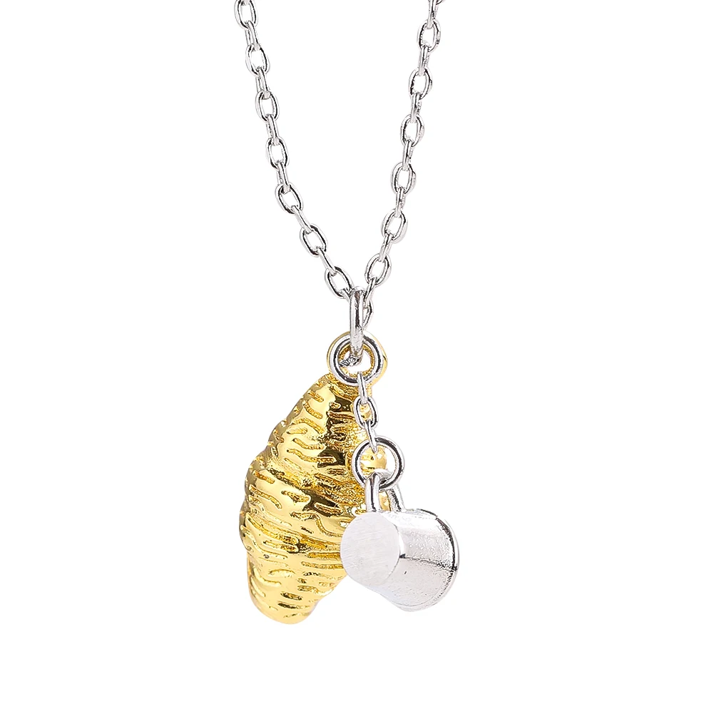 Creative Croissant Pendant Necklace Fashion Designs Coffee Cup Collarbone Chain Statement Jewelry Party Trendy Gift for Women