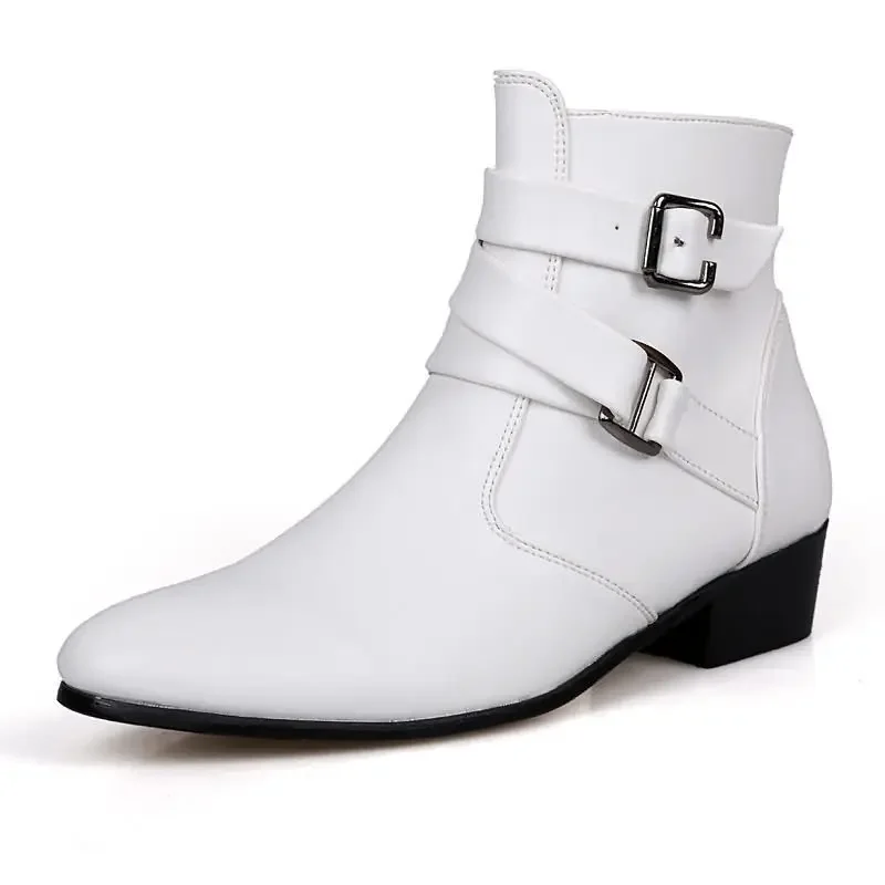 Botas de couro masculinas designer de moda dedo do pé apontado chelsea botas de negócios botas casuais para homens motocicleta tornozelo bota botas hombre