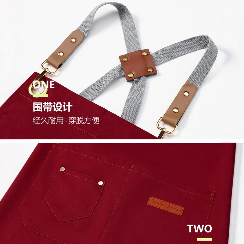 

Корейский холщовый фартук, популярный онлайн, с возможностью нанесения логотипа, модный, из чистого хлопка, дышащий, рабочая одежда, кухонный фартук с двумя лямками.