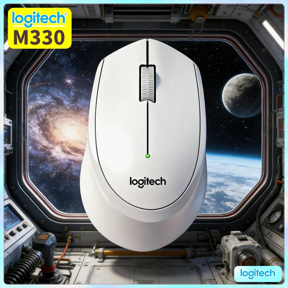 Logitech M330 Silent Wireless Mouse 2.4Ghz USB Nano Receiver Ergonomic Shape Quiet Operation Compact For Office Study Laptop PC