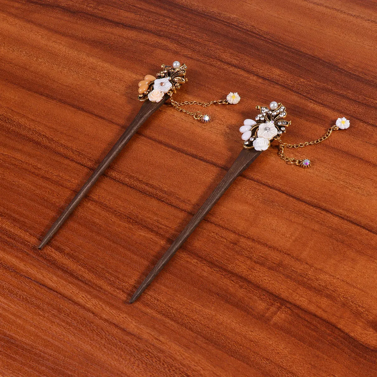 

2 PCS Hair Hairpin Wooden Bridal Accessories Chopstick Bamboo Vintage Women's