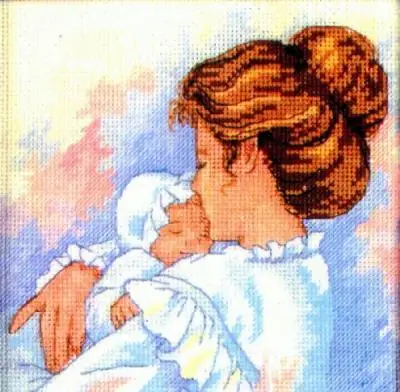 Lovely Counted Cross Stitch Kit, Tenderness A Mother's Lasting Love, Mother Mum and Baby, Infant Kid Child Dim