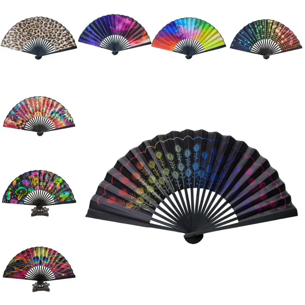Decoration 23 Cm Kung Fu Fan Gradient Colorful Large Folding Hand Fan Foldable Personality Popping Fan Tai Chi