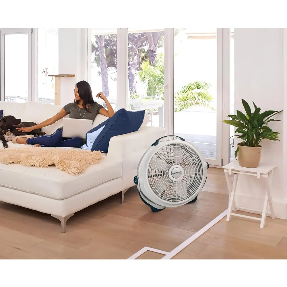 Ventilateur de Sol à 3 Vitesses avec Tête Pivotante pour Grands Espaces, 20 Pouces, Design Robuste, Poignée de Transport Pratique