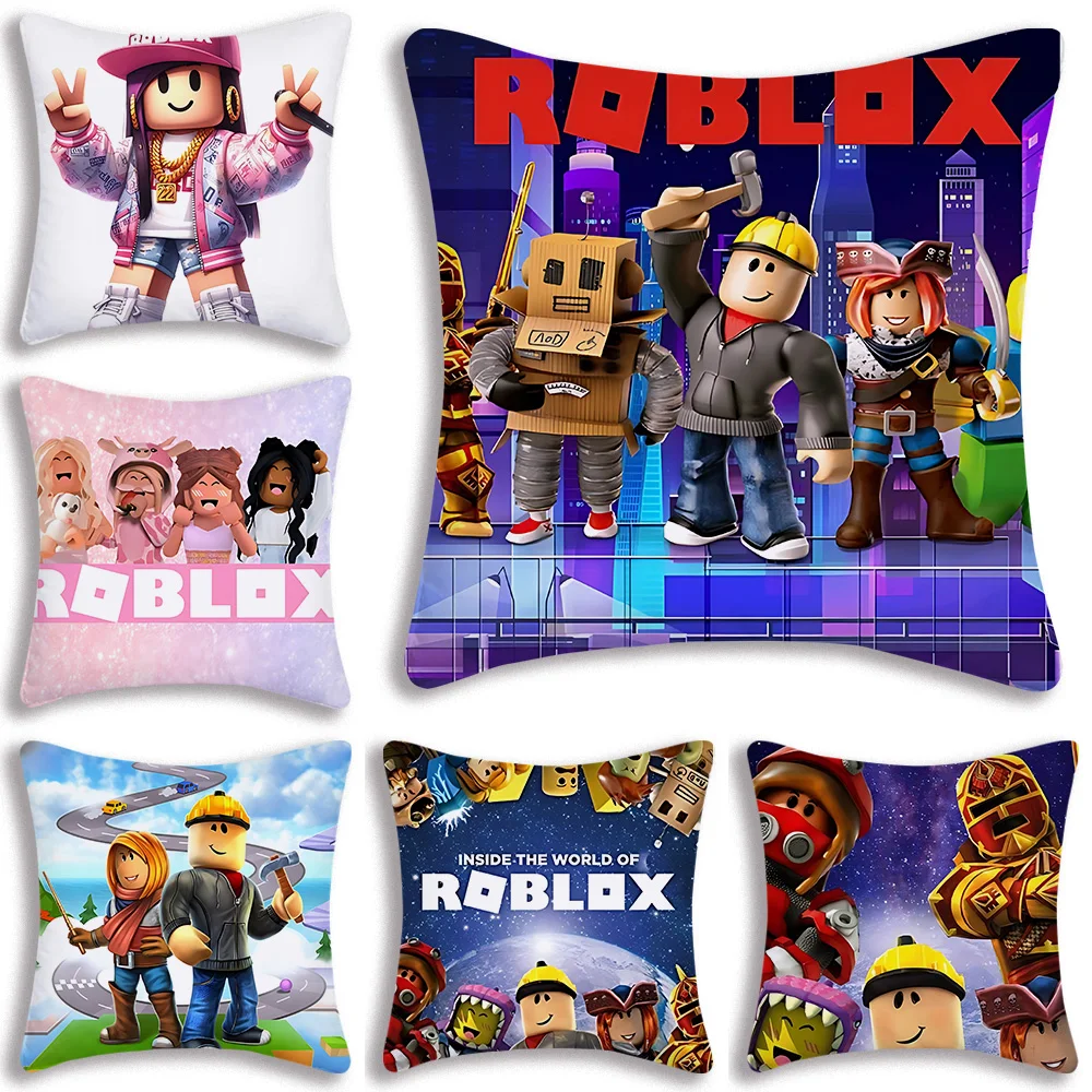 Pillow Covers Cartoon For R-Robloxs Sofa Decorative Home Double-sided Printing Short Plush Cute Cushion Cover