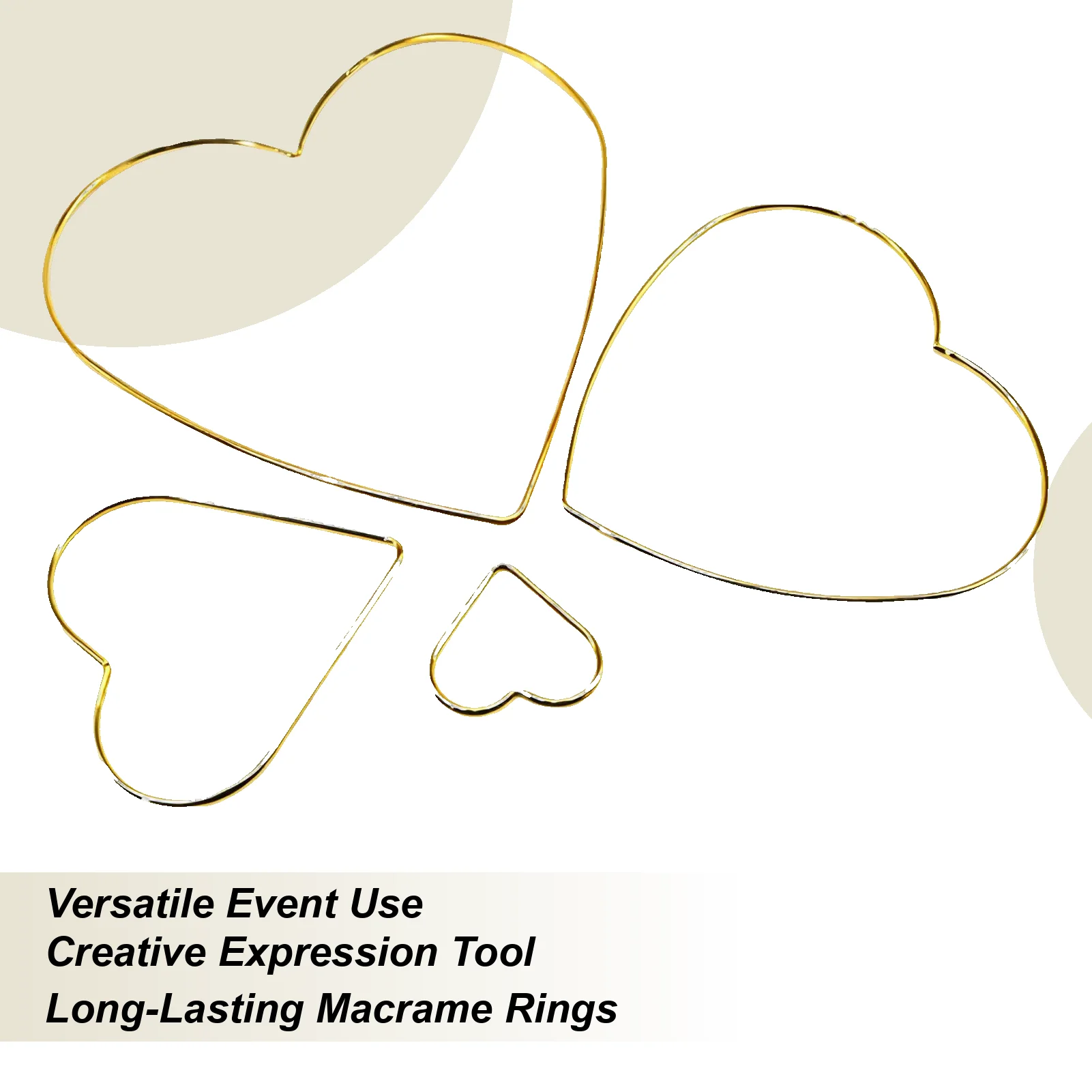 Anneaux en macramé 4 pièces, ornements de lune en or, pentagramme de noël, cœur, attrape-rêves, fournitures pour vacances, maison, couronne de projets artistiques