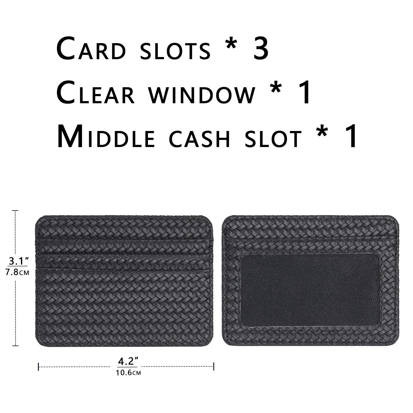 Minimalist Slim Credit Card Holder with Transparent ID Window, Small Leather Card Wallet for Women Men