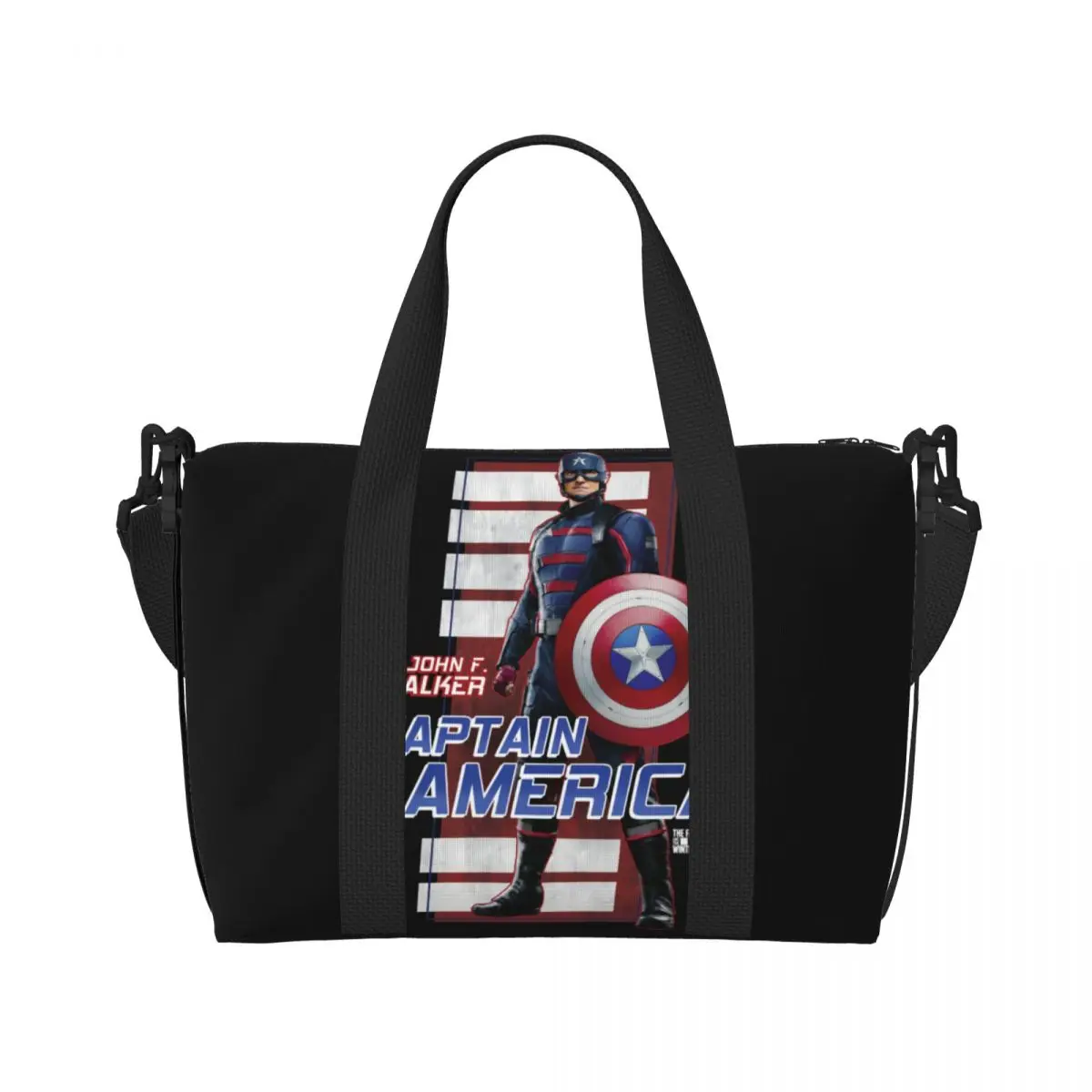 Custom Captain America Hero Manga Beach Tote Bag for Women Extra Large Gym Carry On Travel Shopping Bags