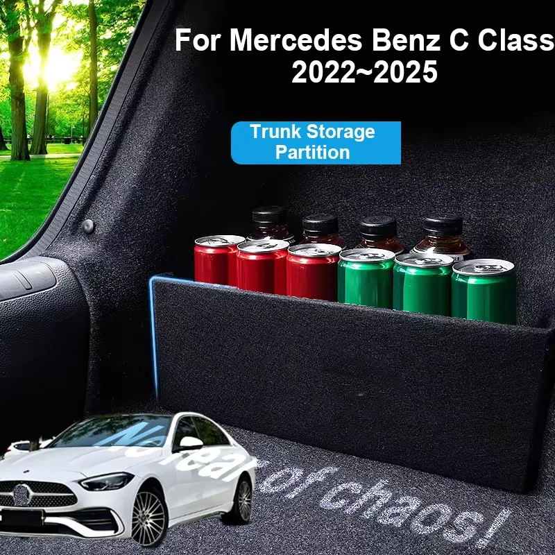 

Утолщенная перегородка для хранения багажника для Mercedes Benz C Class W206 2022 ~ 2025, многофункциональный ящик для хранения, аксессуары для интерьера