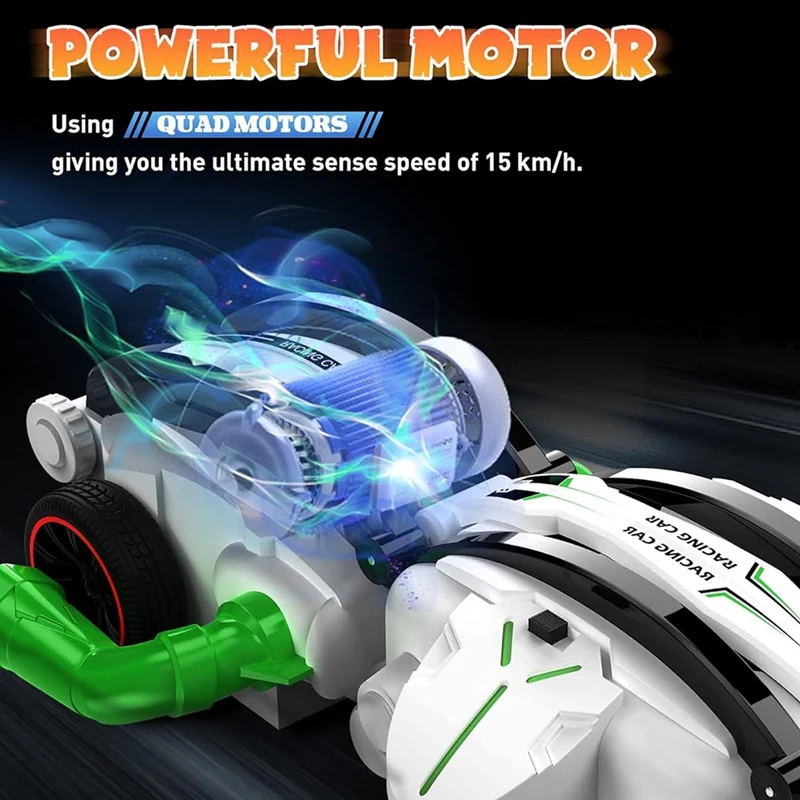 Remote Control Car RC Cars, RC Stunt Snake Car, 360° Roll Rotation Car Toys With LED Lights For Kids Ages 6+, Grey Parts