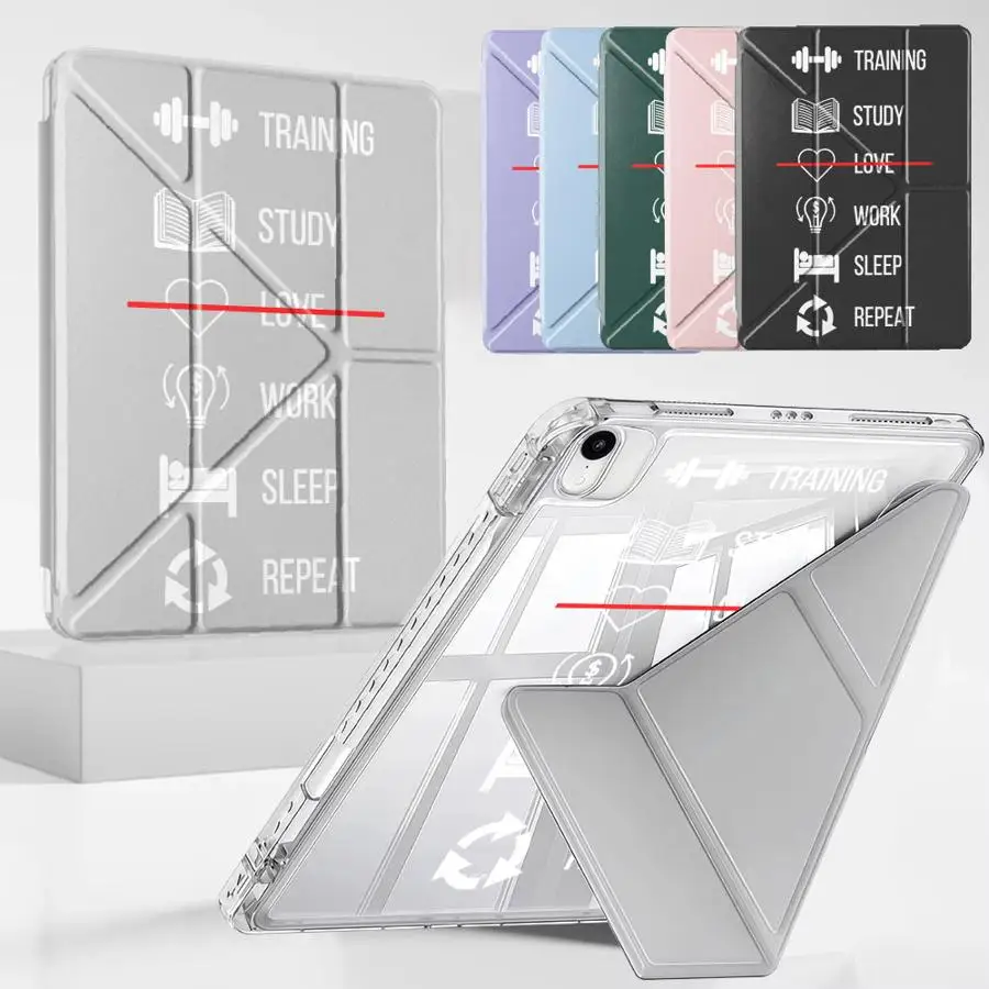 Self Disciplined Lifestyle Pattern Holder Cover Tablet Case For iPad Air 4 5 M3 M2 M4 11inch Mini 6 7 Pro 11th 10th 9th 8th 7th
