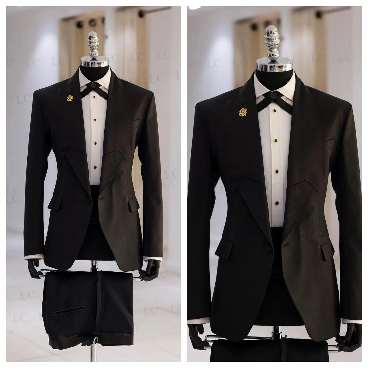 Classic 2 Pieces Men Suits Blazer Pants Peaked Wide Lapel One Button Slim Formal Prom Wedding Groom Custom Plus Size Best Man