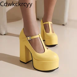 Spring and Autumn new pattern fashion Round head high-heeled Women's Shoes T-type Buckle sexy party Thick heel Women Shoes
